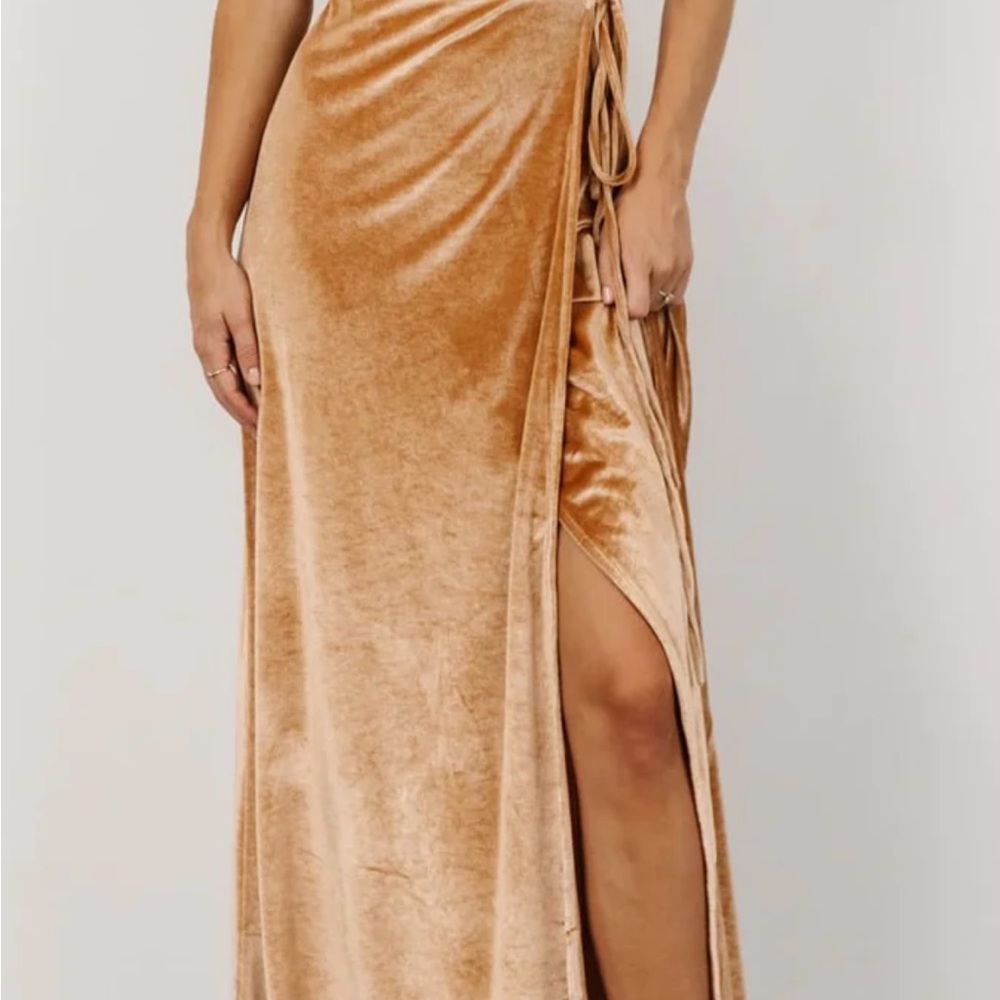 Elegant Velvet Wrap Skirt in Gold Bridesmaid Dress GOLDEN HOUR ; WORN ONCE